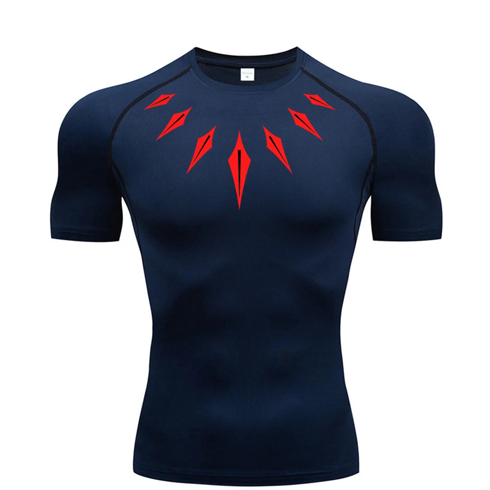 Anime Men's Compression Shirt Fitness Sport Running Tight Gym TShirts Athletic Workout Quick Dry Tops Tee Summer