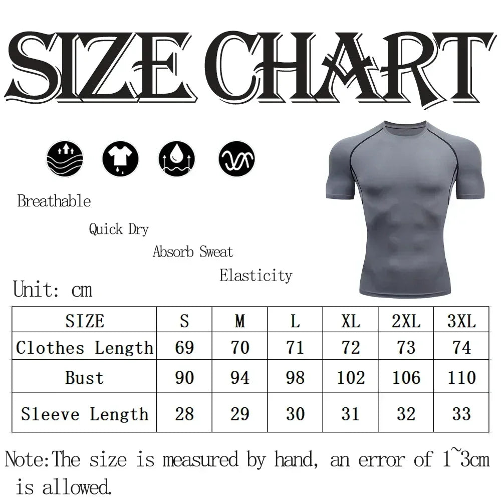 Men's Print Compression Shirts Summer Short Sleeve Rash Guard Gym Workout T-shirt Athletic Quick Dry Baselayer Undershirts Tops