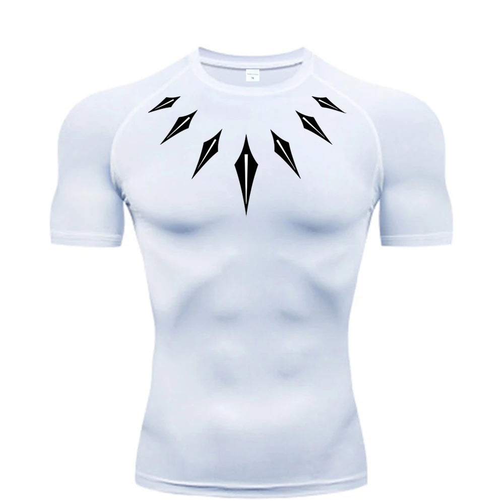 Anime Men's Compression Shirt Fitness Sport Running Tight Gym TShirts Athletic Workout Quick Dry Tops Tee Summer