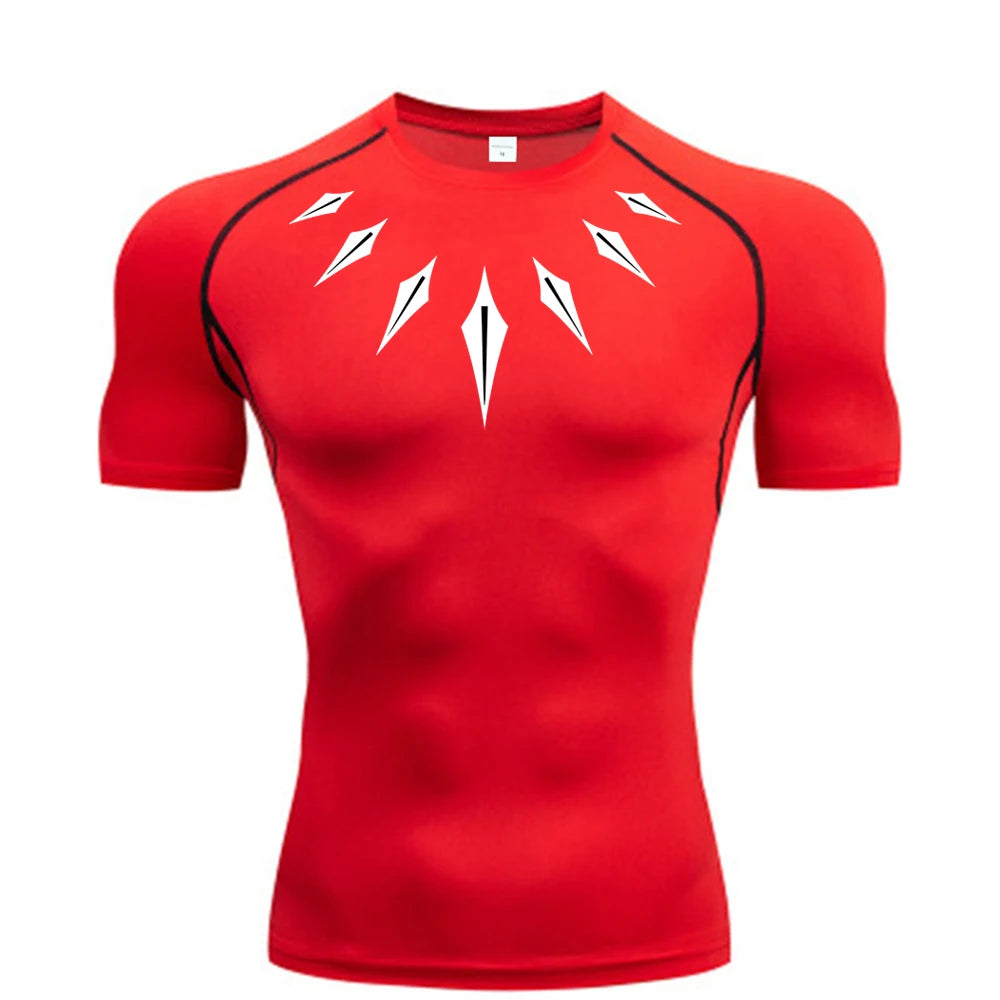Anime Men's Compression Shirt Fitness Sport Running Tight Gym TShirts Athletic Workout Quick Dry Tops Tee Summer