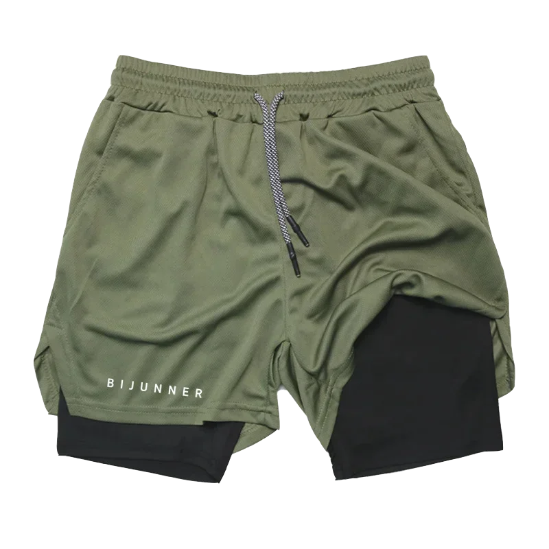 Men's Fitness Gym Shorts 2-in-1 Fitness Fashion Jogging Shorts Brand Jogger Summer Shorts