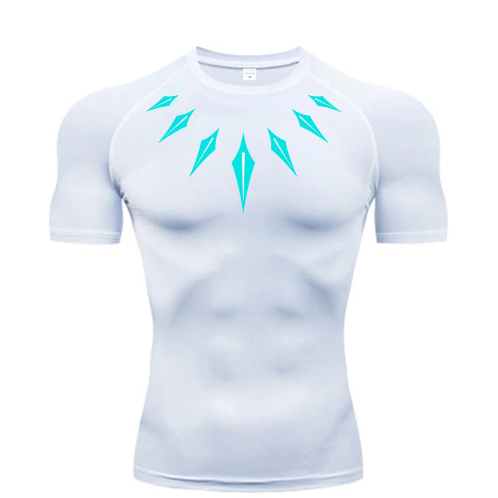 Anime Men's Compression Shirt Fitness Sport Running Tight Gym TShirts Athletic Workout Quick Dry Tops Tee Summer