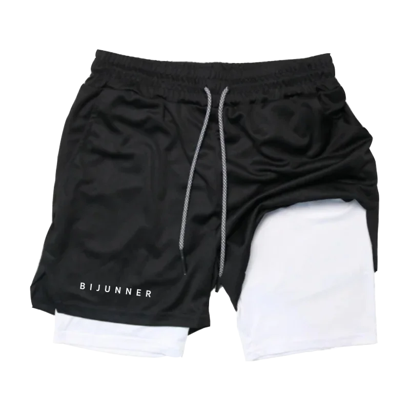 Men's Fitness Gym Shorts 2-in-1 Fitness Fashion Jogging Shorts Brand Jogger Summer Shorts