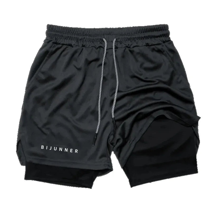 Men's Fitness Gym Shorts 2-in-1 Fitness Fashion Jogging Shorts Brand Jogger Summer Shorts