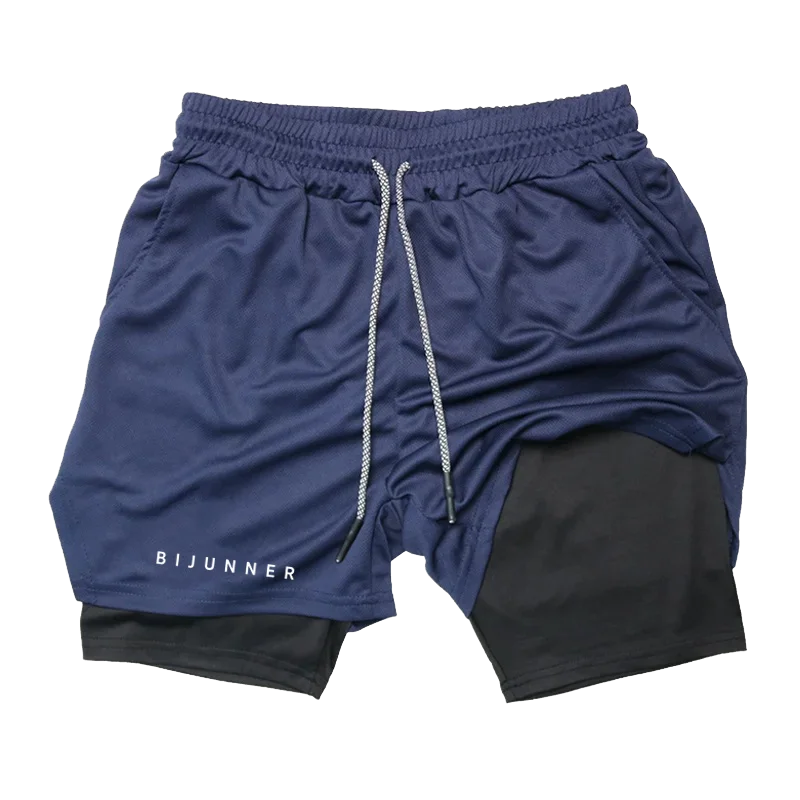 Men's Fitness Gym Shorts 2-in-1 Fitness Fashion Jogging Shorts Brand Jogger Summer Shorts