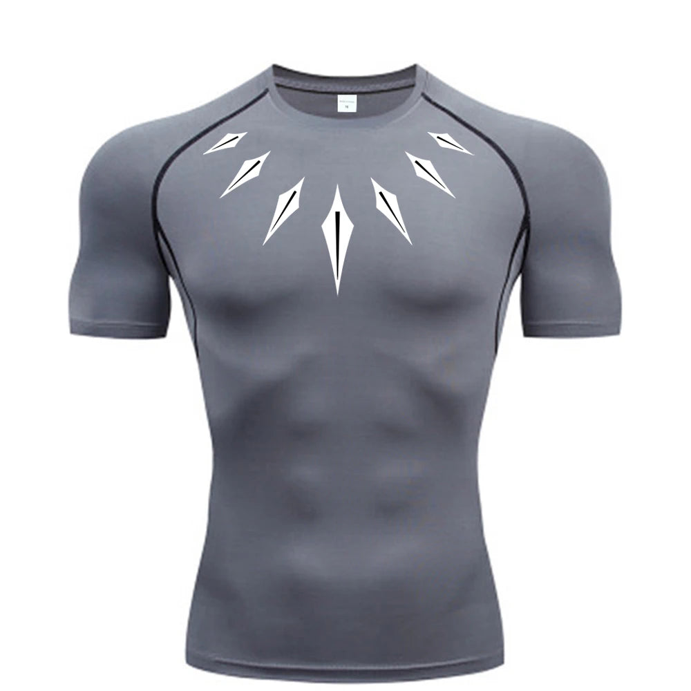 Anime Men's Compression Shirt Fitness Sport Running Tight Gym TShirts Athletic Workout Quick Dry Tops Tee Summer