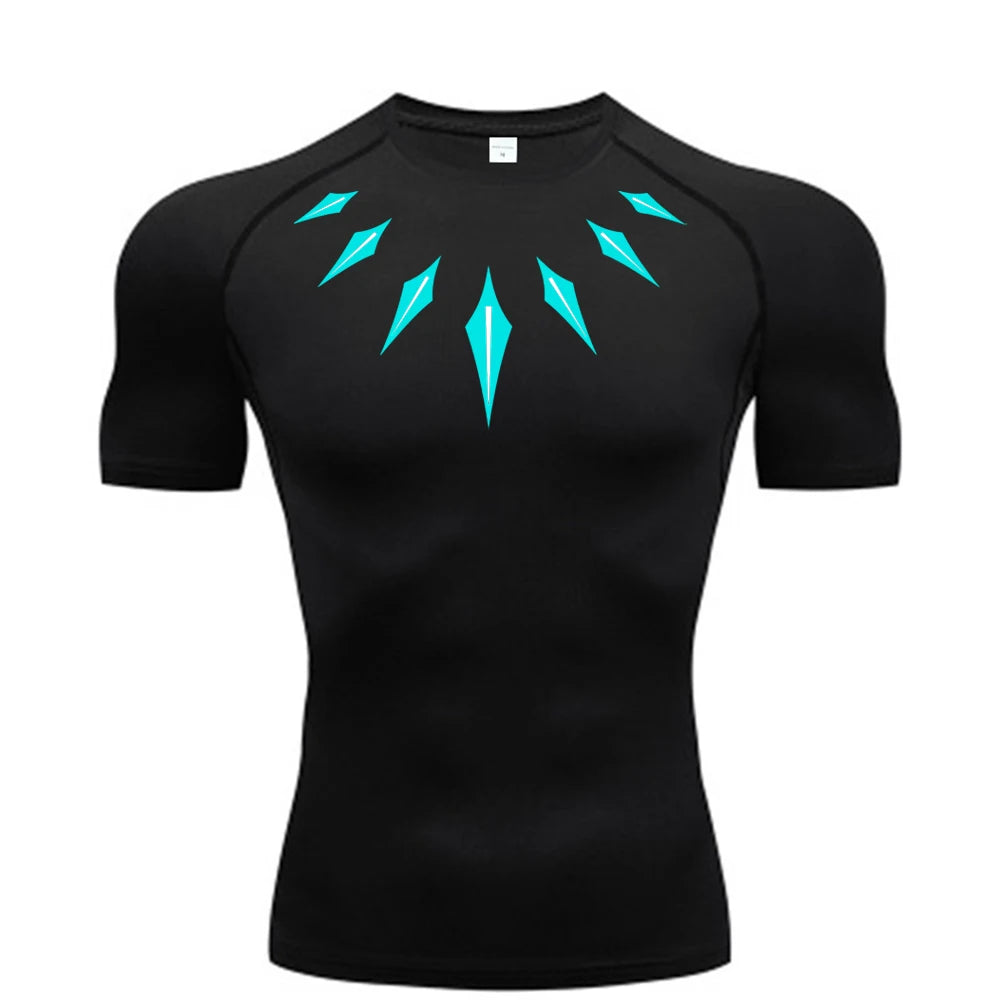 Anime Men's Compression Shirt Fitness Sport Running Tight Gym TShirts Athletic Workout Quick Dry Tops Tee Summer