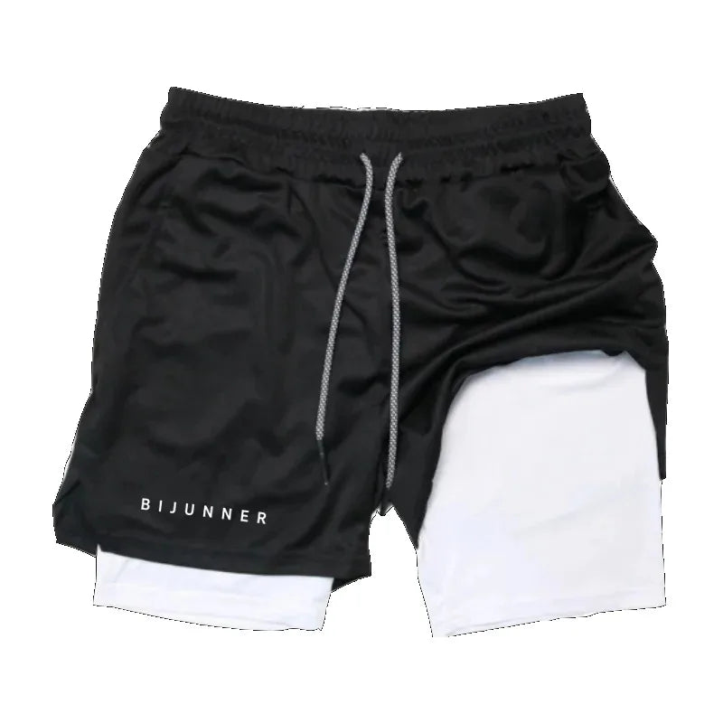 Men's Fitness Gym Shorts 2-in-1 Fitness Fashion Jogging Shorts Brand Jogger Summer Shorts