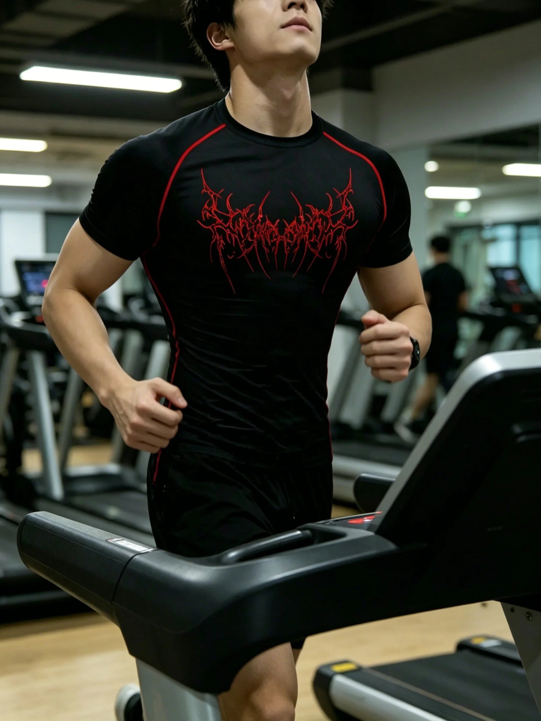 Men's Compression T-shirt, Gothic Print, Quick Dry Breathable, Spring Summer Gym Workout Running Casual Streetwear