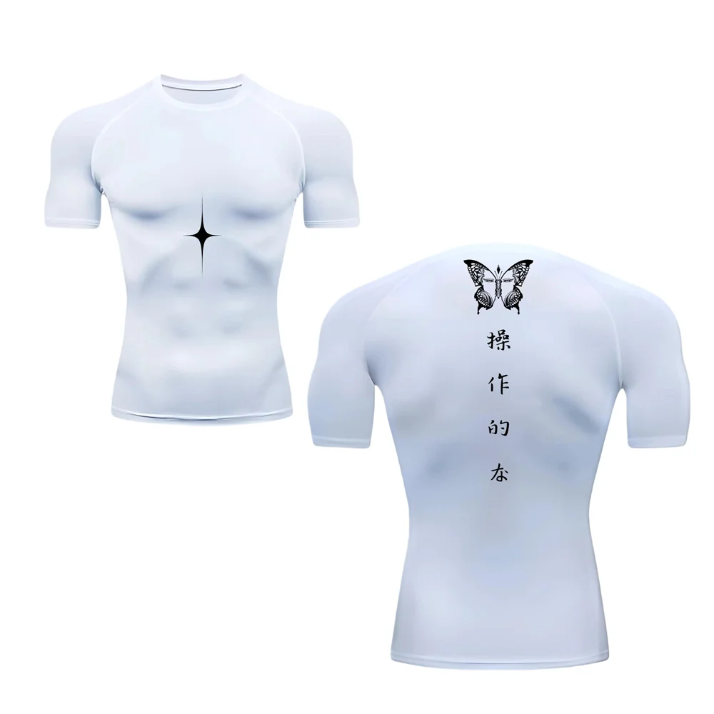 Compression Shirts for Men Gym Workout Running Tshirt Summer Athletic Quick Dry Tees Tops Short Sleeve Rash Guard  mens t shirt