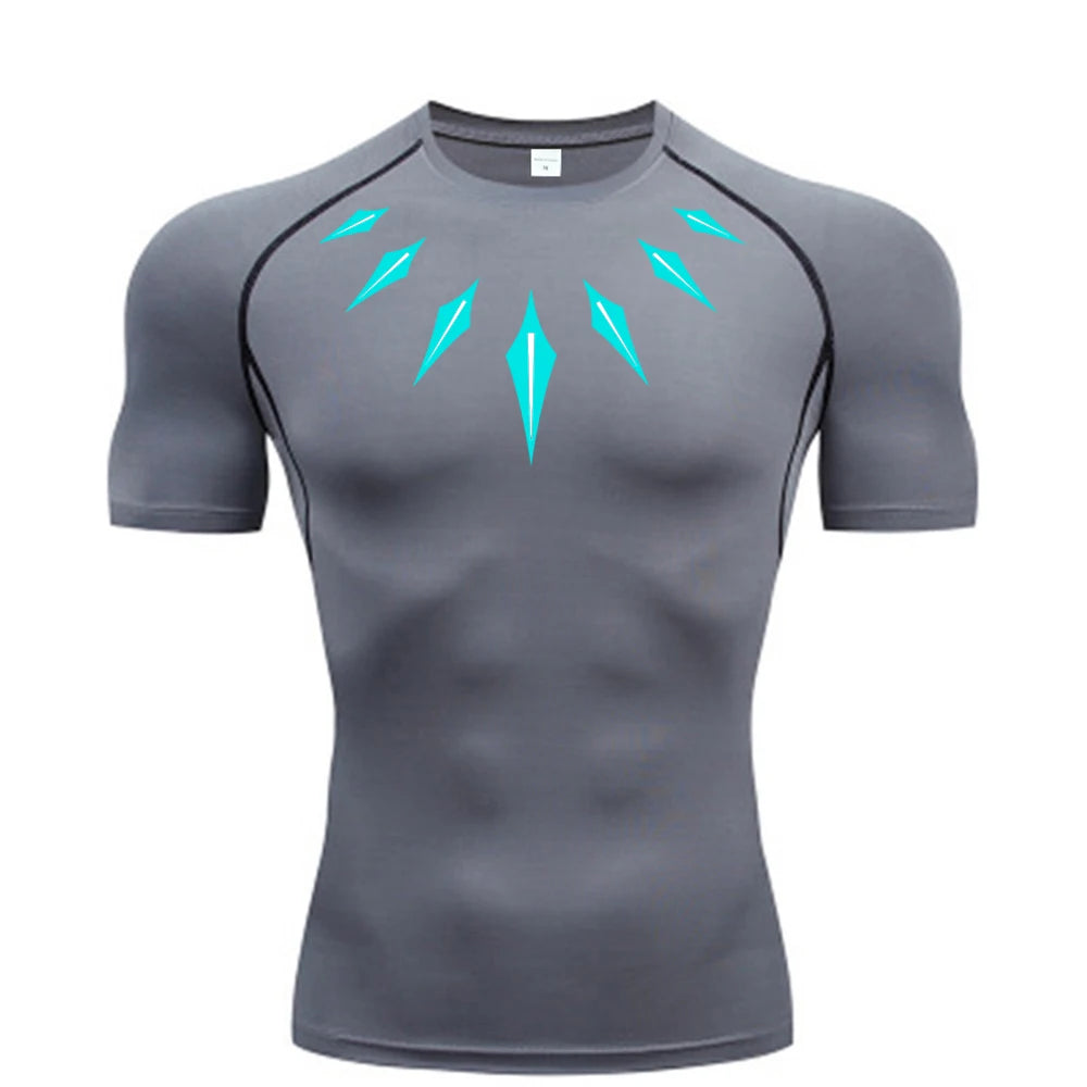Anime Men's Compression Shirt Fitness Sport Running Tight Gym TShirts Athletic Workout Quick Dry Tops Tee Summer