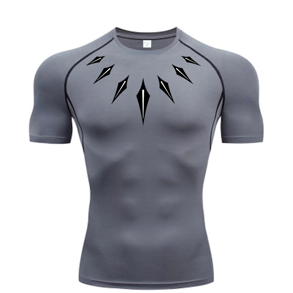 Anime Men's Compression Shirt Fitness Sport Running Tight Gym TShirts Athletic Workout Quick Dry Tops Tee Summer