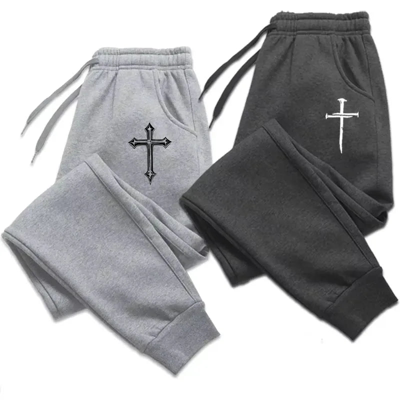 New Arrival Men's Sweatpants High Quality Autumn Winter Daily Casual Sports Jogger Pants Gym Male Cross Printed Trousers WK026