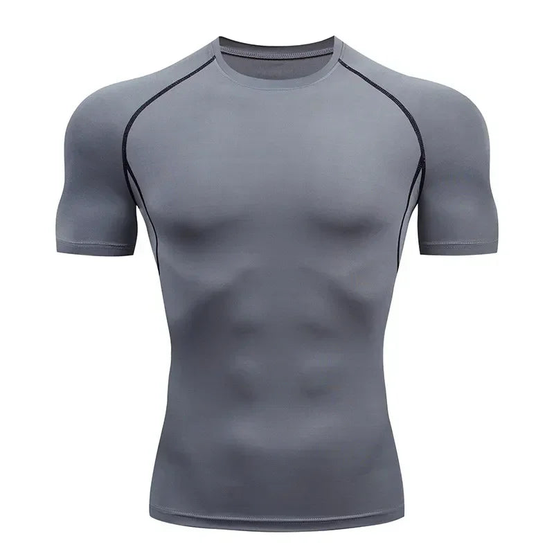 Men's Print Compression Shirts Summer Short Sleeve Rash Guard Gym Workout T-shirt Athletic Quick Dry Baselayer Undershirts Tops
