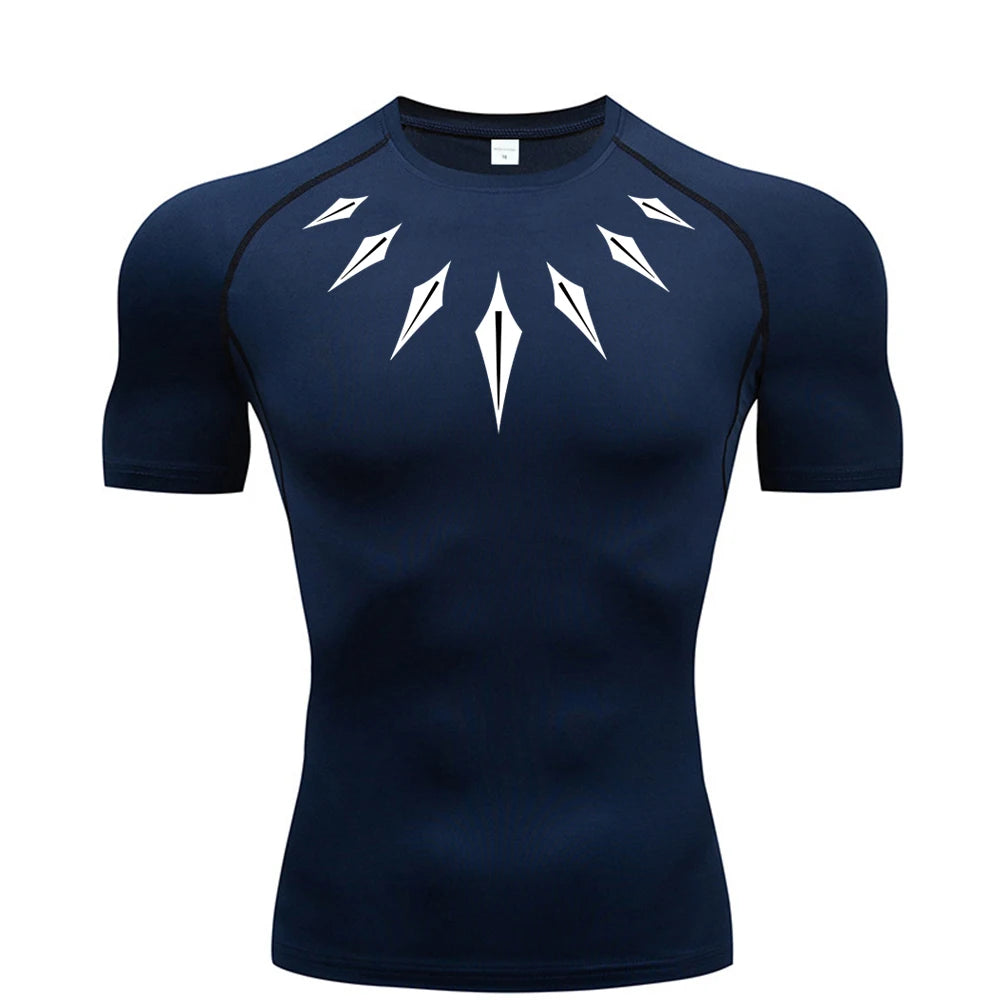 Anime Men's Compression Shirt Fitness Sport Running Tight Gym TShirts Athletic Workout Quick Dry Tops Tee Summer